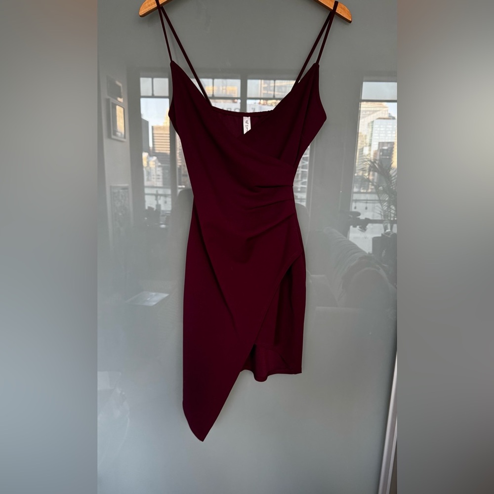 NYE Room Service maroon Asymmetrical Burgundy Dress size S